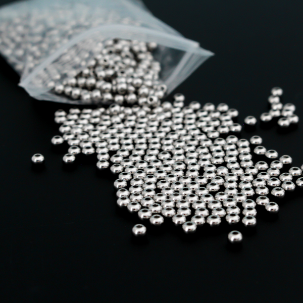 201 stainless steel spacer beads that are 3mm round with a polished seamless surface