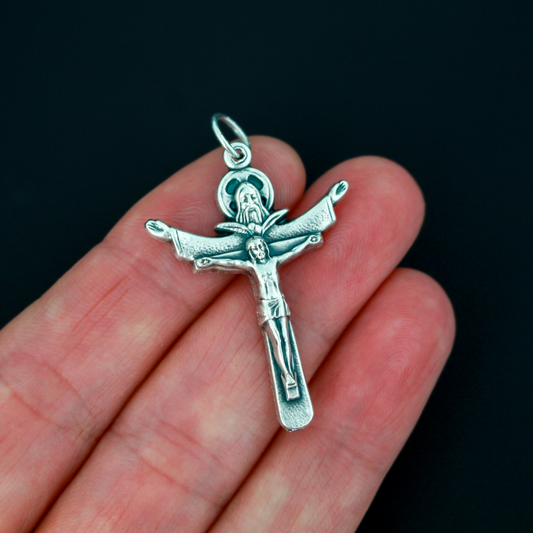 Tertium Millennium Holy Trinity Crucifix Cross - Father, Son, Holy Ghost, 1-3/8" Long