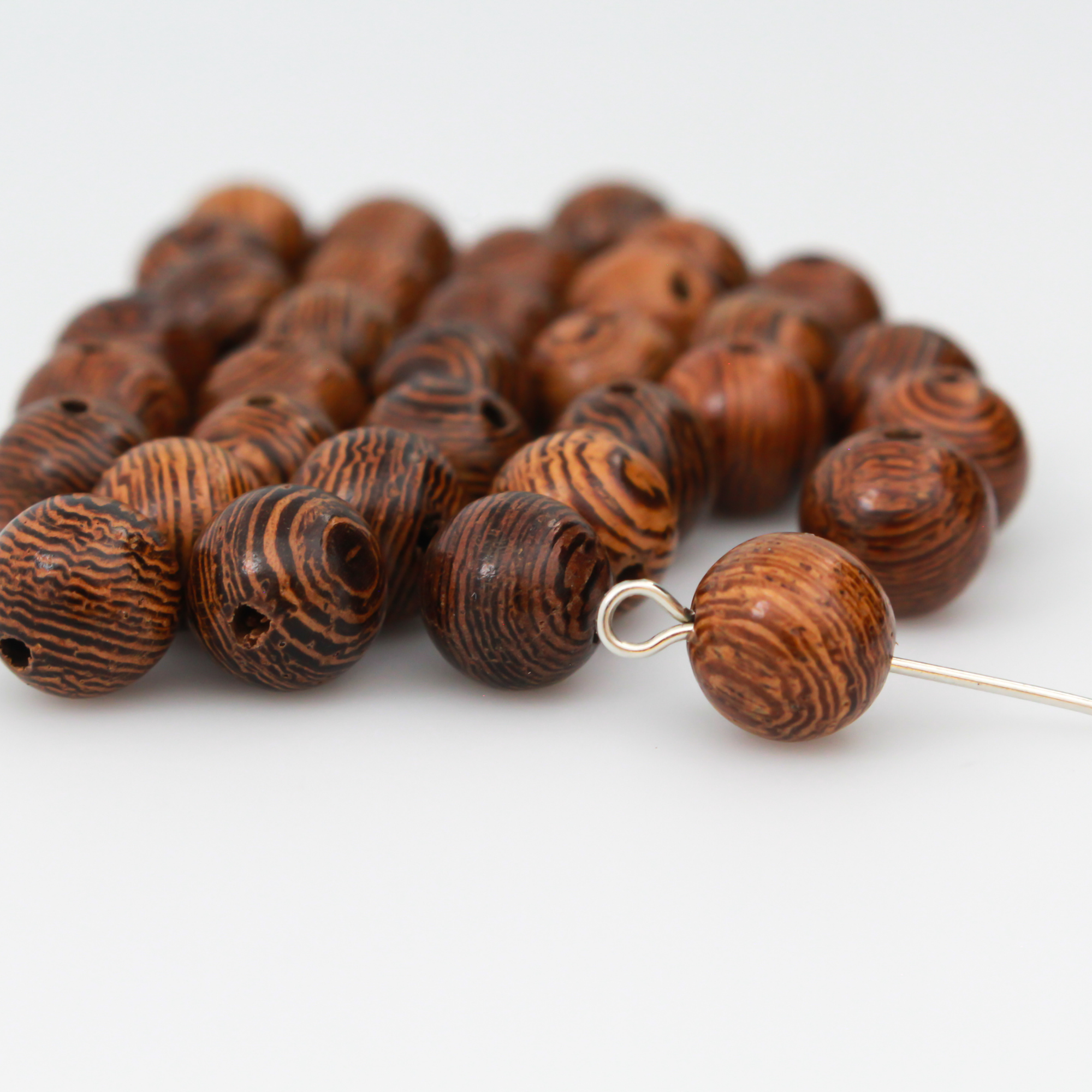 Natural Wenge Wood Beads - 8mm Round Brown Mala Prayer Beads