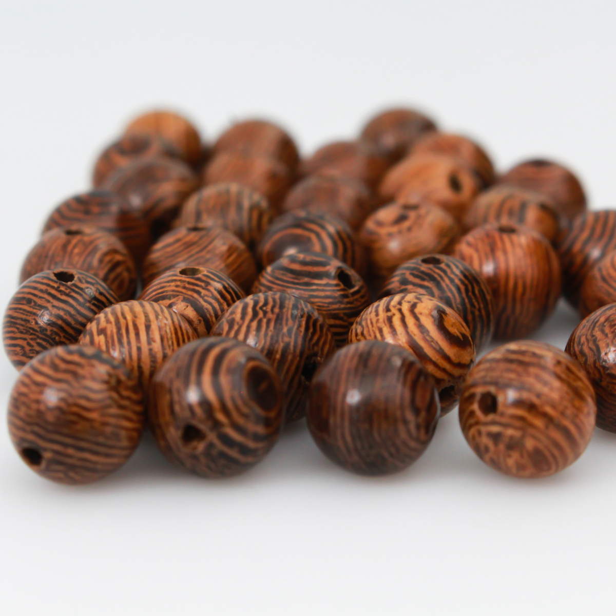 Natural Wenge Wood Beads - 8mm Round Brown Mala Prayer Beads, 60pcs
