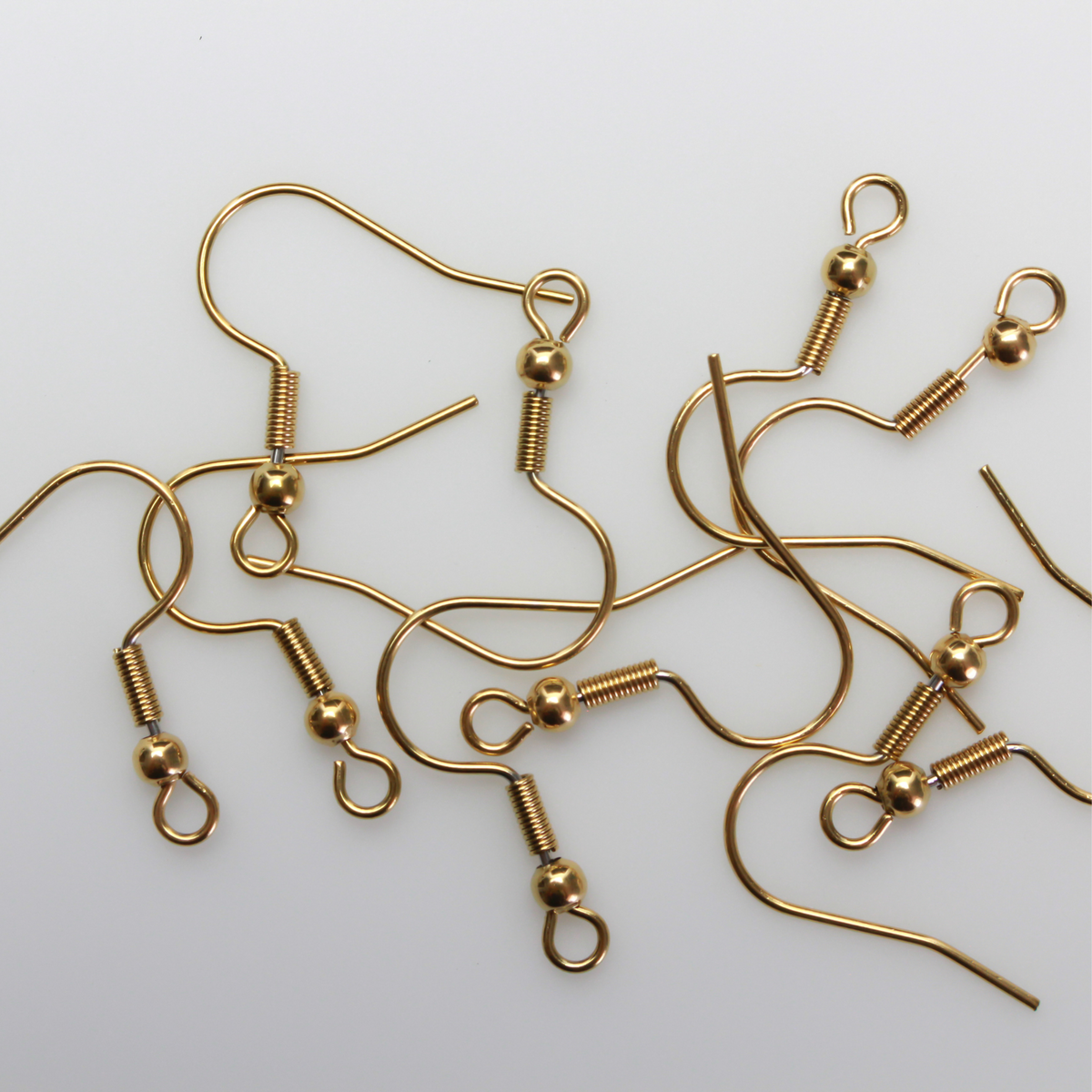 304 Stainless steel earring hooks that have 18k gold plating with a horizontal loop, 21 gauge wire