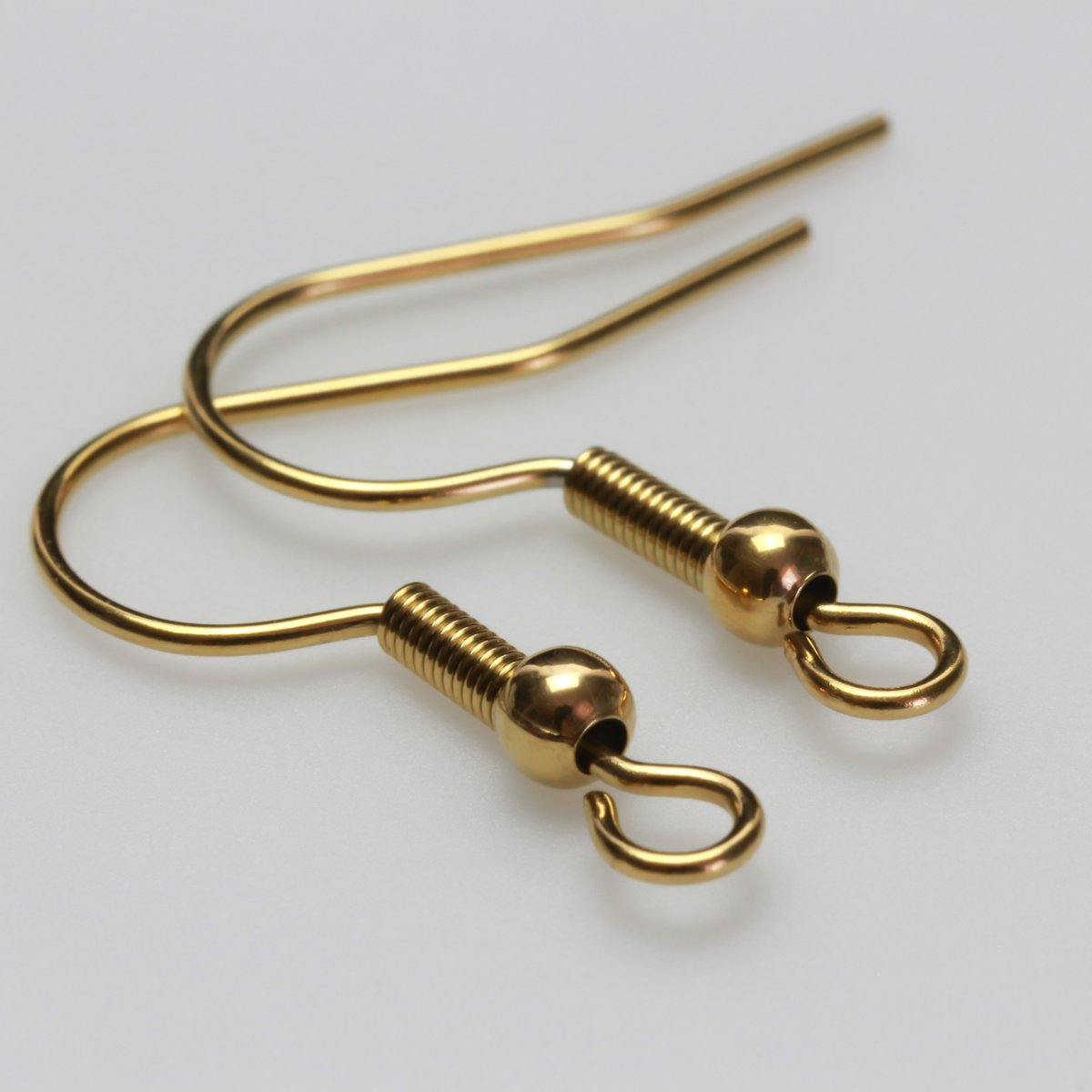 304 Stainless steel earring hooks that have 18k gold plating with a horizontal loop, 21 gauge wire