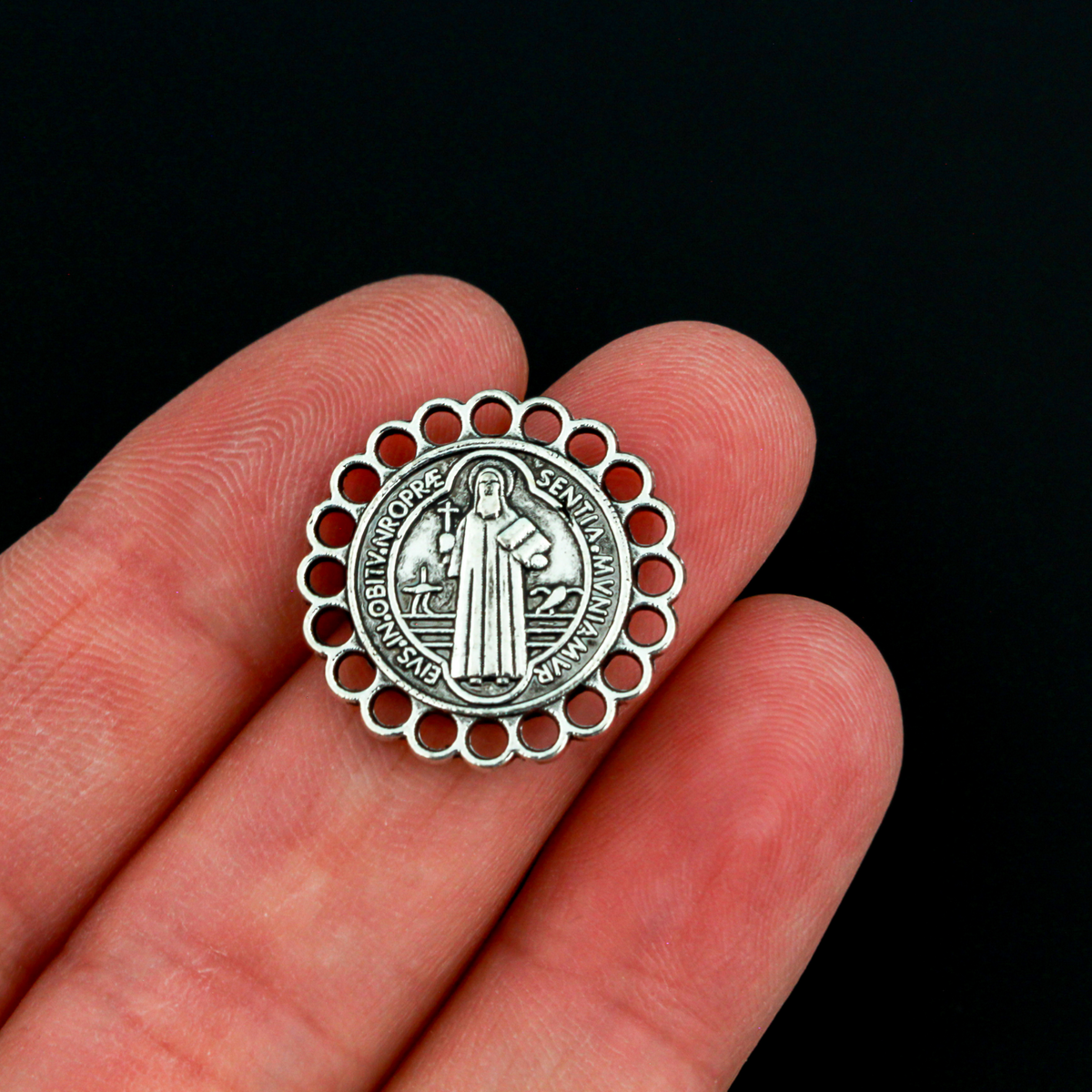 Saint Benedict Charms - Connector Chandelier Links - 20mm Diameter, 20pcs