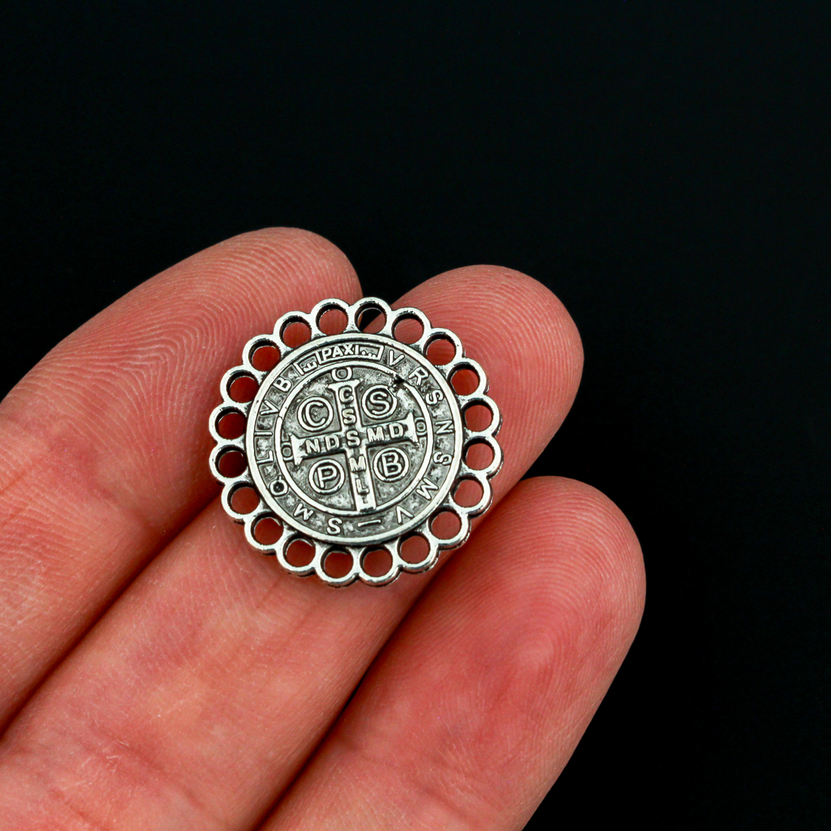 Saint Benedict Charms - Connector Chandelier Links - 20mm Diameter, 20pcs