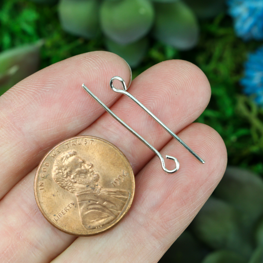 silver tone eye pins 24mm long