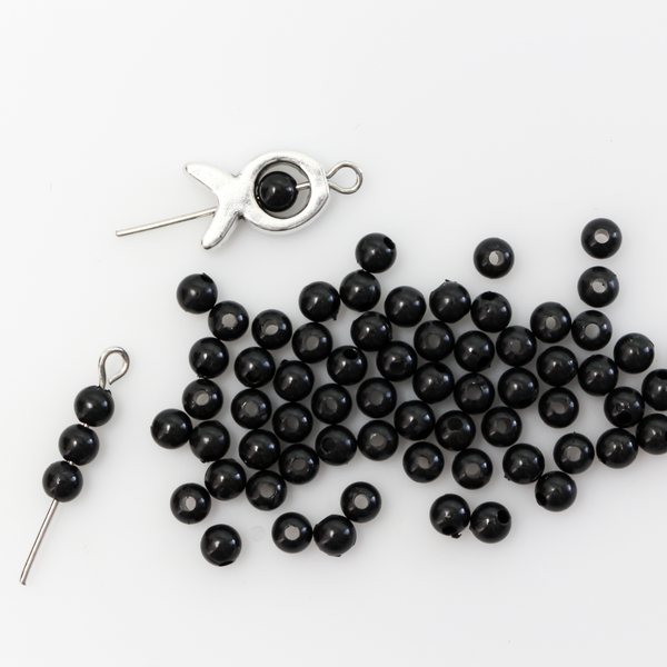 acrylic black opaque beads that are small and perfect for spacer beads, 4mm round