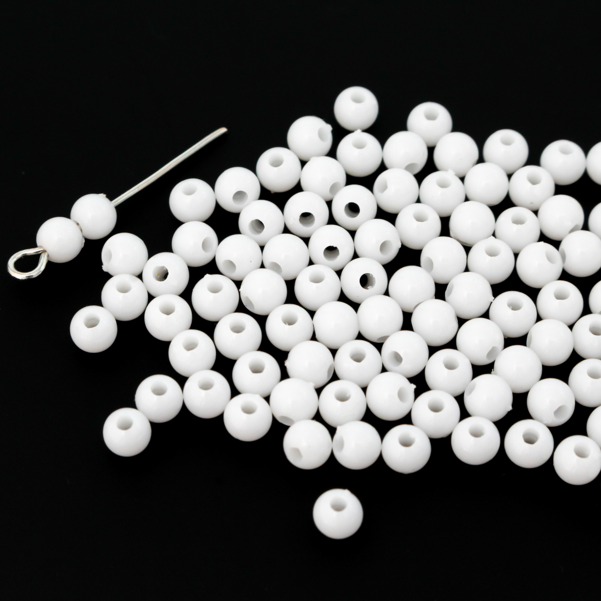 300 acrylic white opaque beads that are small and perfect for spacer beads, 4mm round
