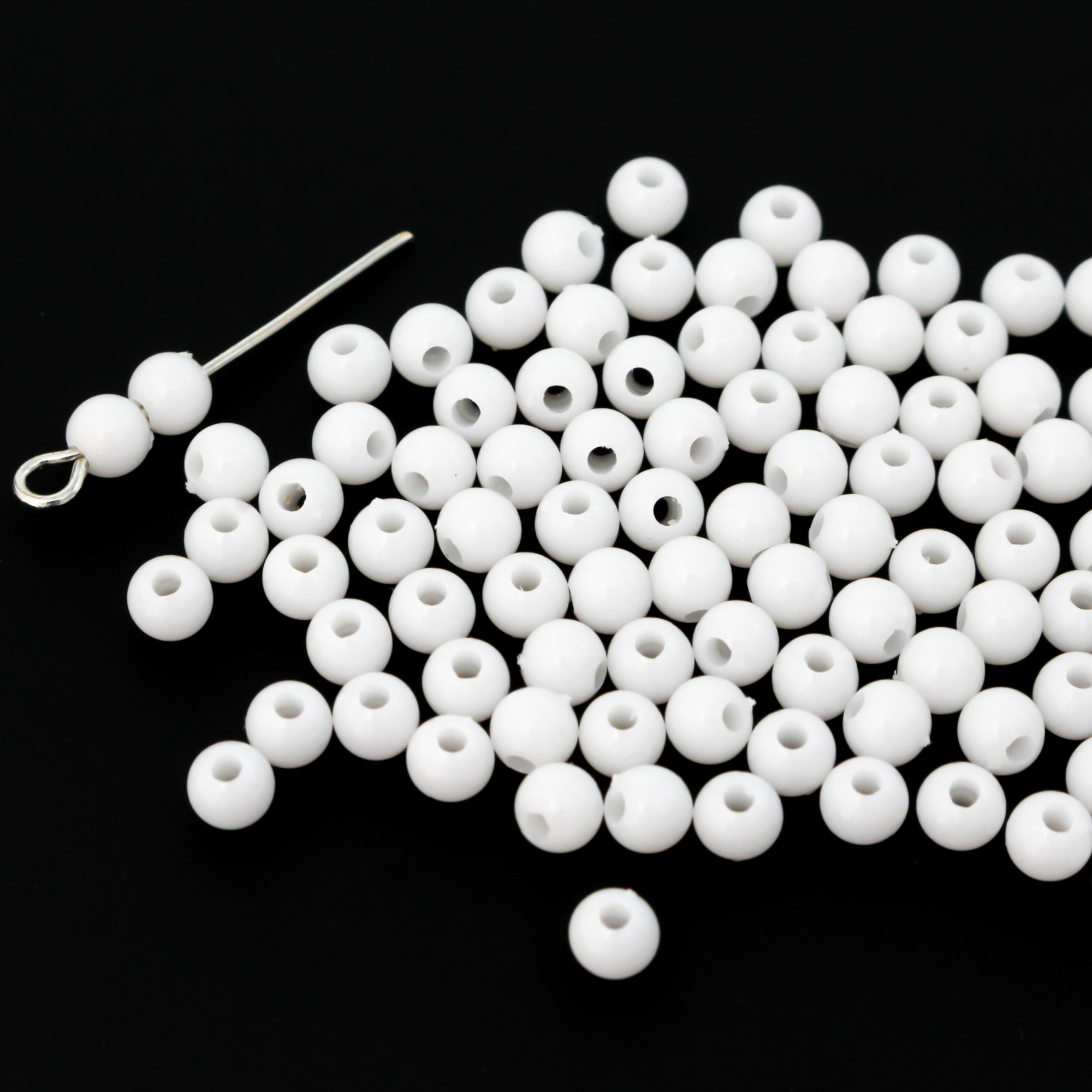 300 acrylic white opaque beads that are small and perfect for spacer beads, 4mm round