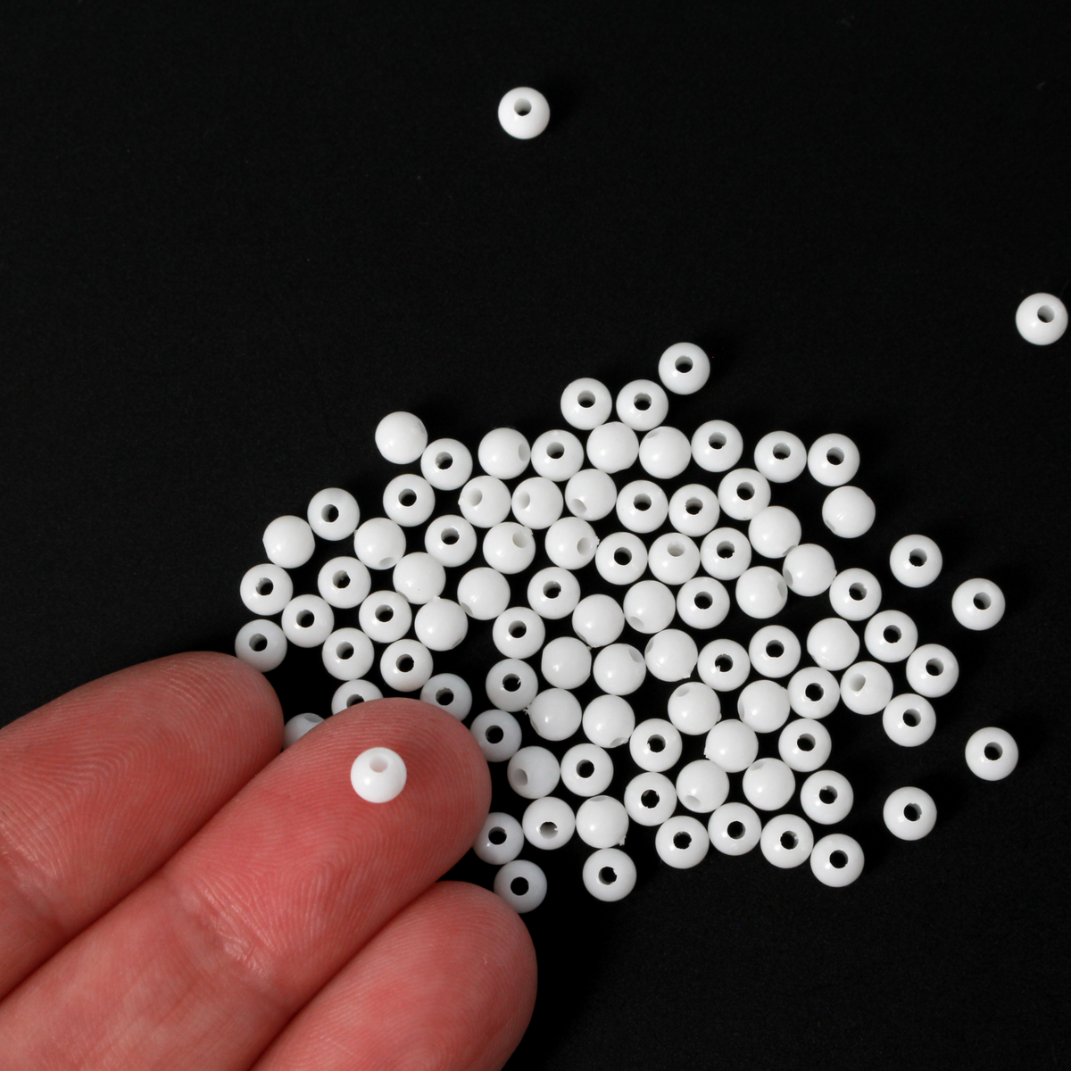 300 acrylic white opaque beads that are small and perfect for spacer beads, 4mm round