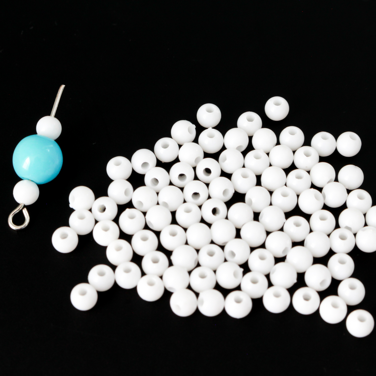 300 acrylic white opaque beads that are small and perfect for spacer beads, 4mm round