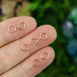 5mm rose gold jump rings made from an iron-based alloy.