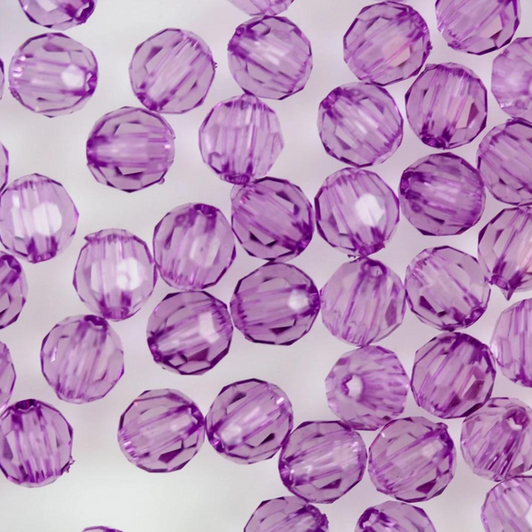 Purple Acrylic Beads - 6mm Round Faceted 120pcs