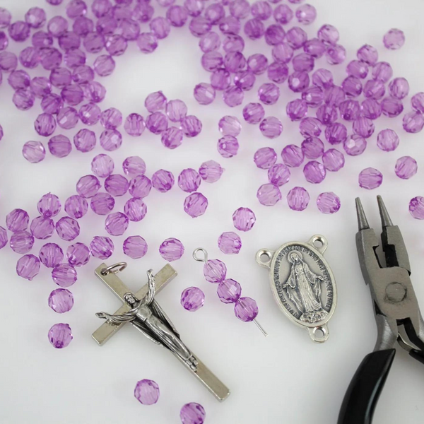 Purple Acrylic Beads - 6mm Round Faceted 120pcs