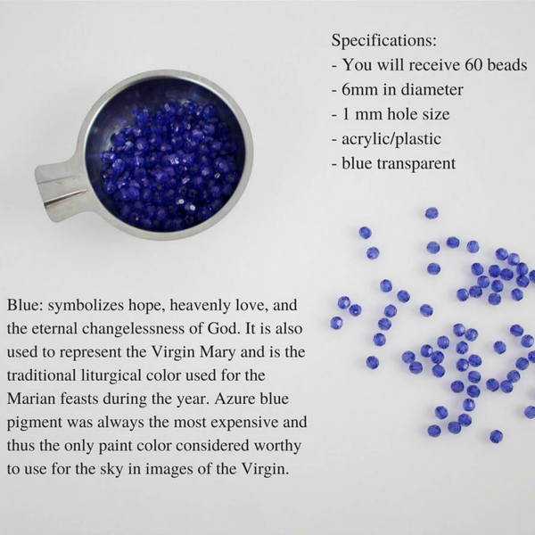 Blue Transparent Acrylic Beads 6mm Round Faceted - 60pcs