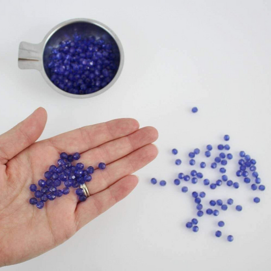 Blue Transparent Acrylic Beads 6mm Round Faceted - 60pcs