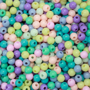 6mm round opaque beads in a random mix of pastel colors.