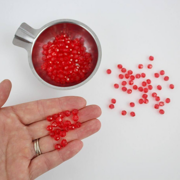 Red Transparent Acrylic Beads - 6mm Round Faceted Prayer Beads 120pcs