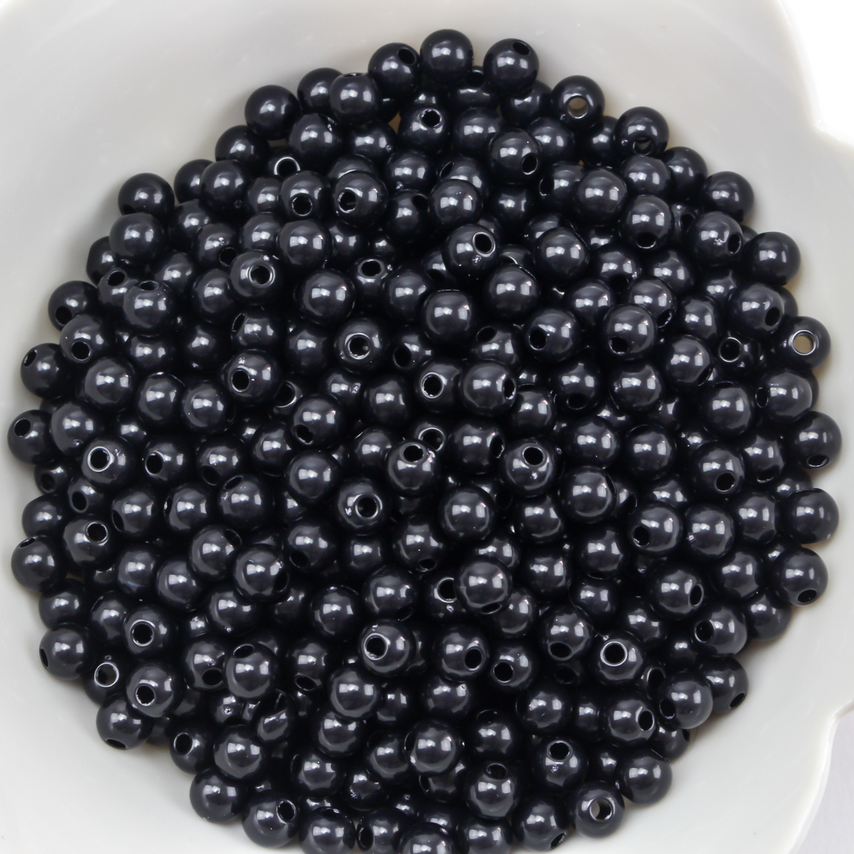 Acrylic 6mm Round Black Beads for Five Decade Rosary - 100 beads