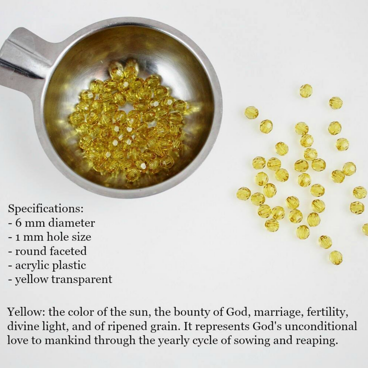 Yellow Transparent Acrylic Beads - 6mm Round Faceted Prayer Beads for Five Decade Rosary - 60pcs