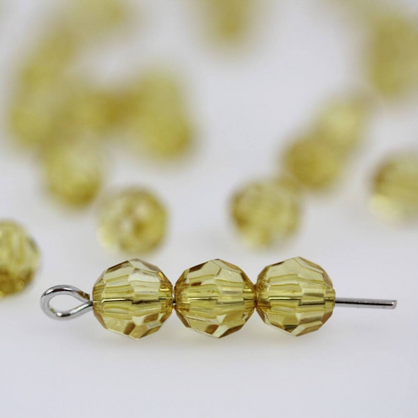 Yellow Transparent Acrylic Beads - 6mm Round Faceted Prayer Beads for Five Decade Rosary - 60pcs