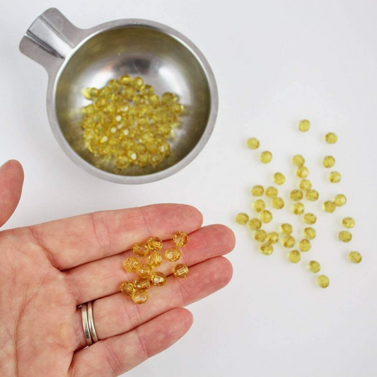 Yellow Transparent Acrylic Beads - 6mm Round Faceted Prayer Beads for Five Decade Rosary - 60pcs