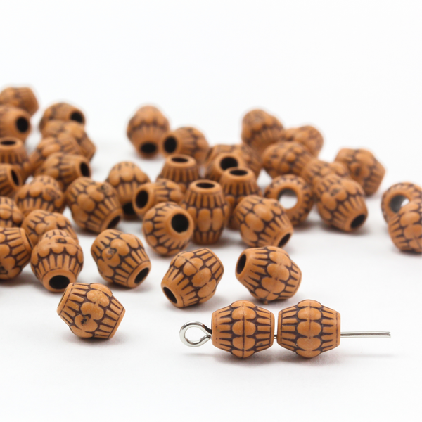 imitation wood acrylic barrel beads 7mm long x 7mm wide
