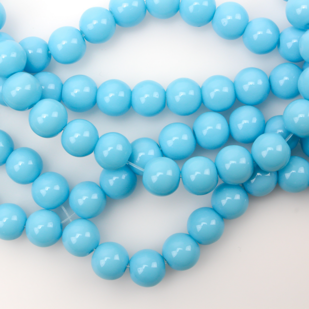 Baby Blue Glass Beads - Opaque Smooth Round Prayer Beads for Rosaries - 60pcs