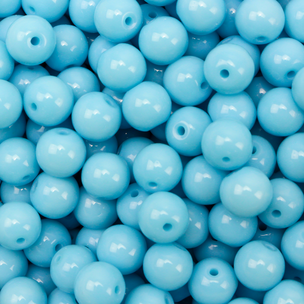Baby Blue Glass Beads - Opaque Smooth Round Prayer Beads for Rosaries - 60pcs