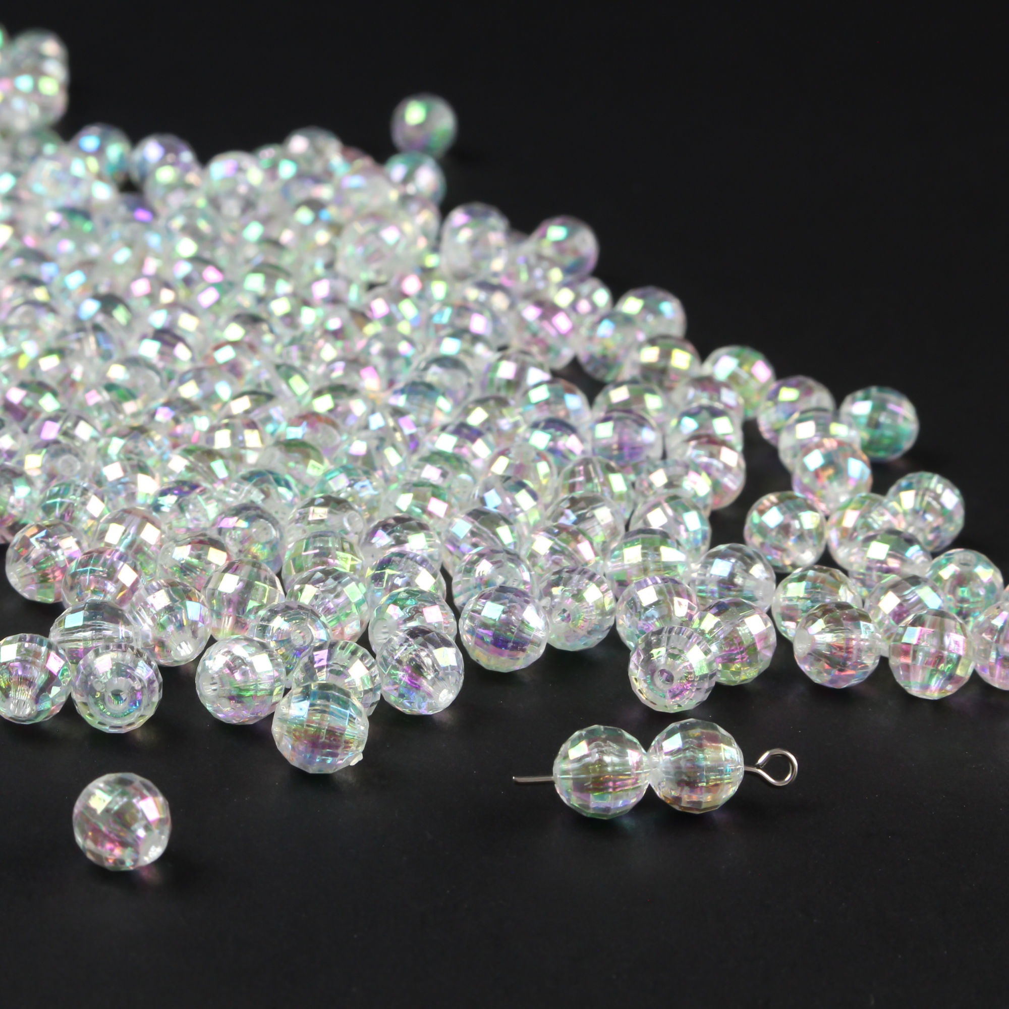 8mm Multicoloured Crystal Clear Beads Rainbow Diamond Jewellery DIY Sparkly