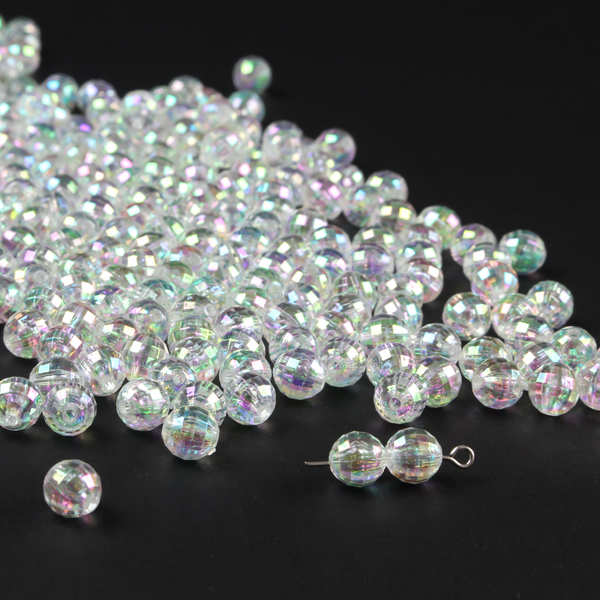 clear AB facted beads 8mm round with 1.5mm hole