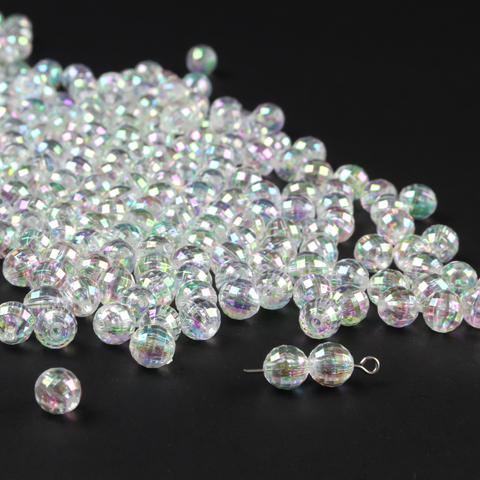 clear AB facted beads 8mm round with 1.5mm hole