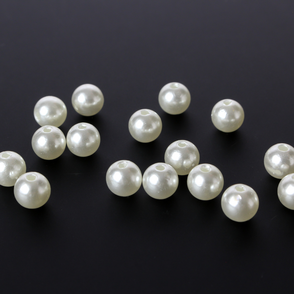8mm Round Faux Pearl Acrylic Beads - 60pcs
