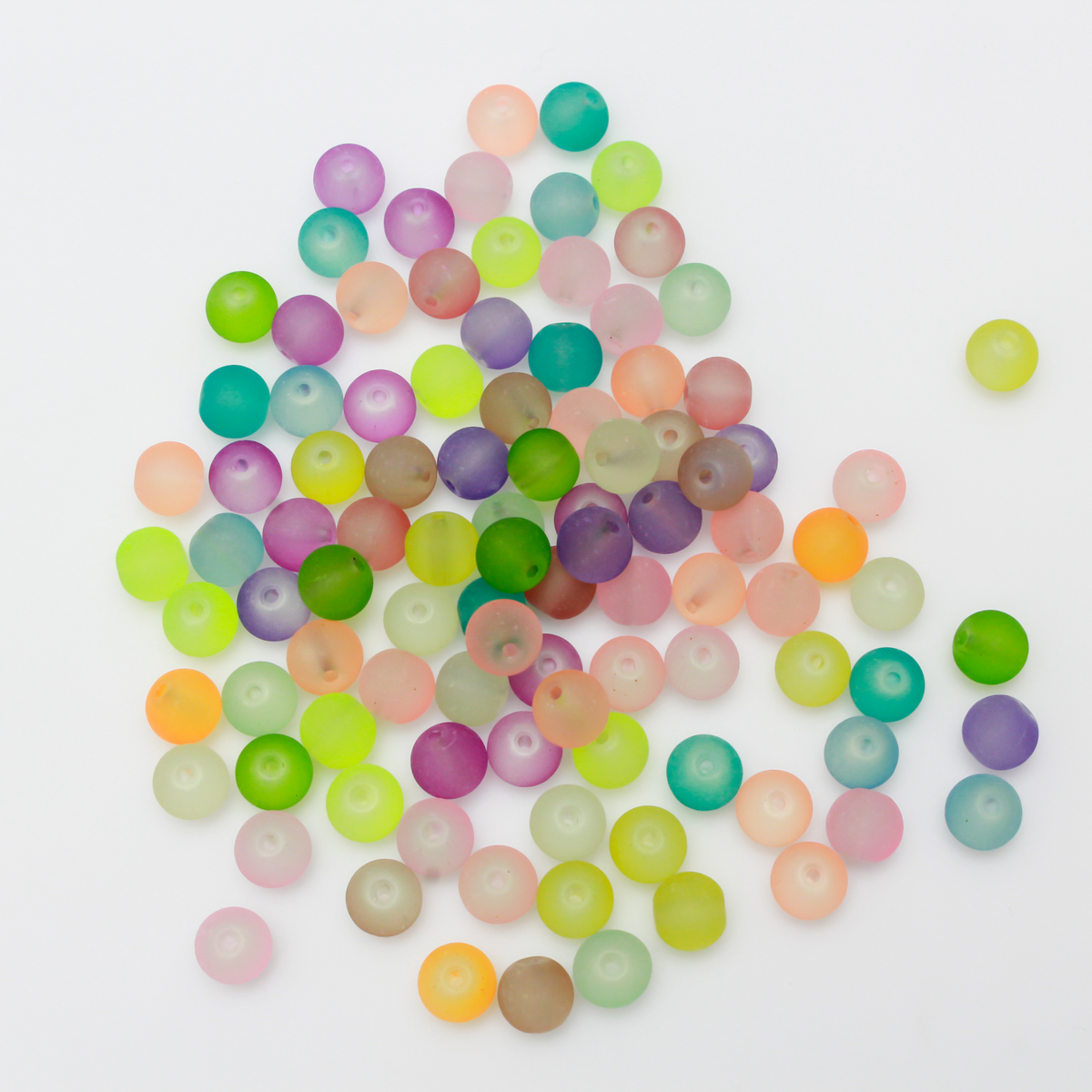 Transparent frosted glass beads in a random mix of colors, 8mm x 7mm