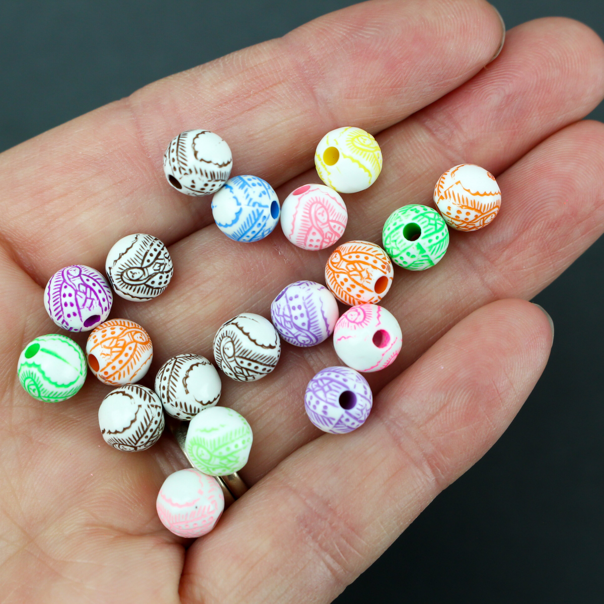 Acrylic Multi Color Craft Beads Our Lady of Guadalupe 8mm Round - 60pcs