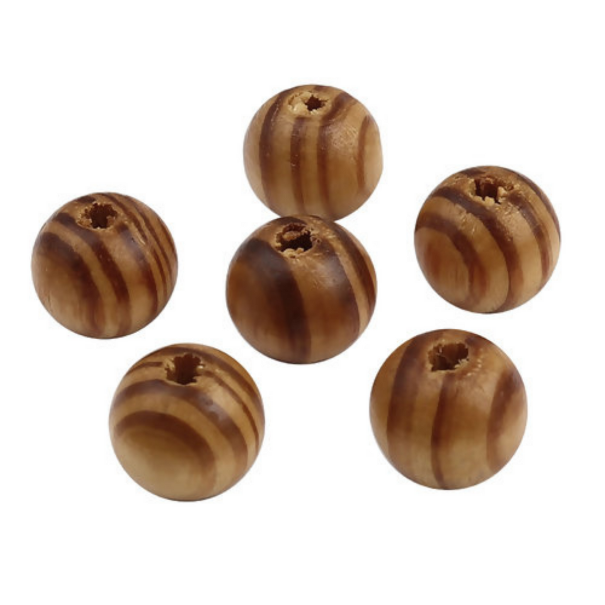 Pine Wood Beads - 8mm Round Brown Mala Prayer Beads or Five Decade Rosary 60pcs