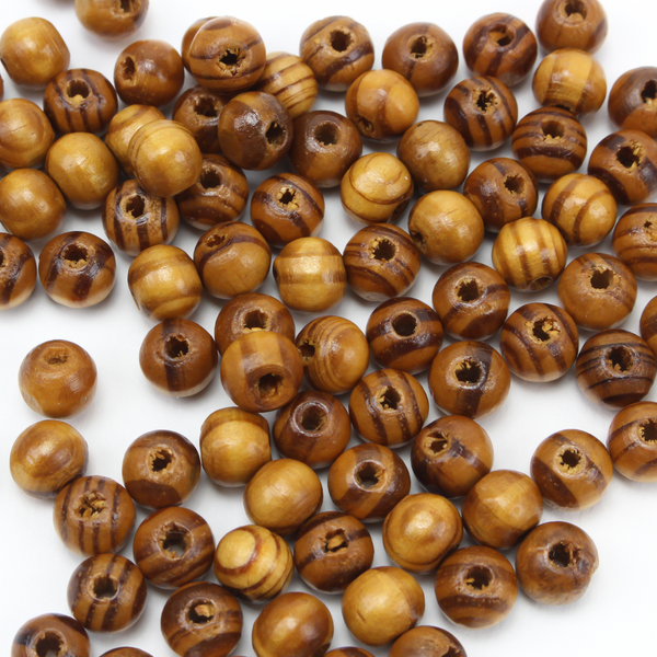 Pine Wood Beads - 8mm Round Brown Mala Prayer Beads or Five Decade Rosary 60pcs