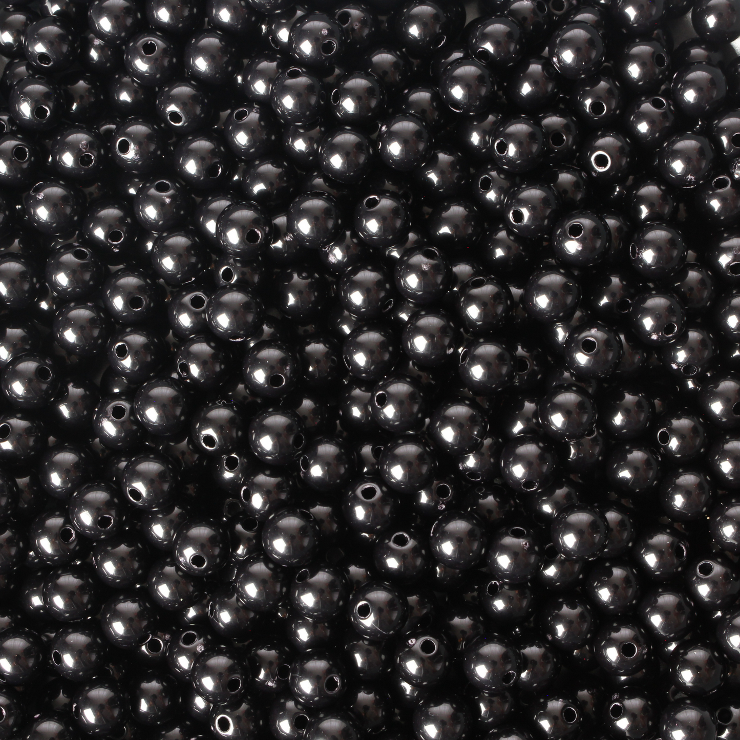 8mm Round Opaque Black Acrylic Beads - 60pcs