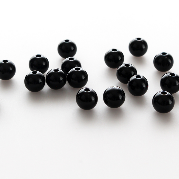 8mm Round Opaque Black Acrylic Beads - 60pcs