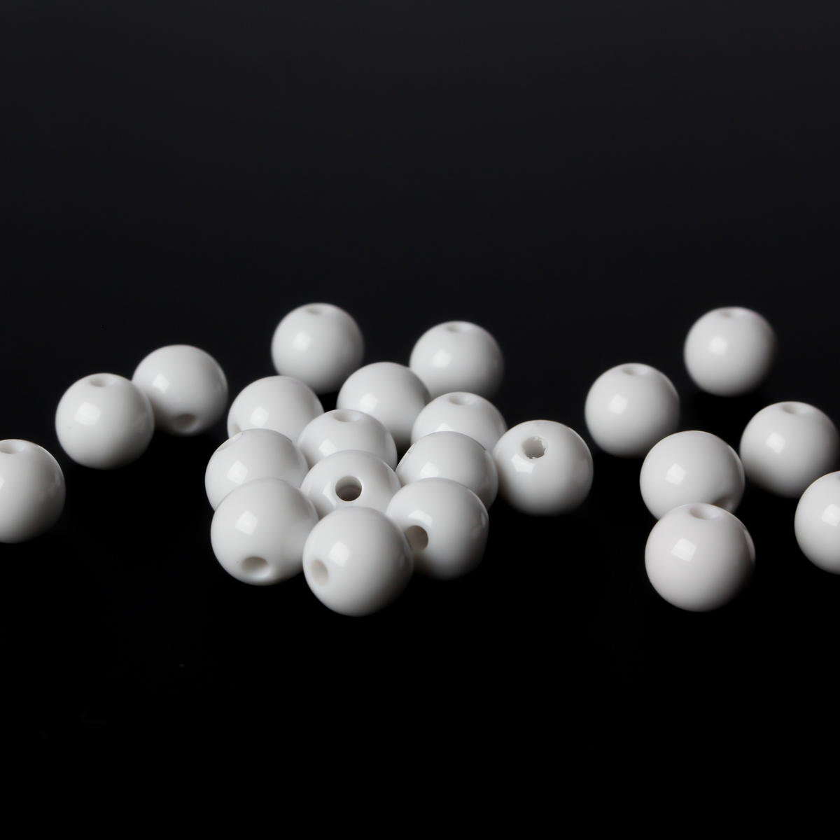 8mm Round Opaque White Acrylic Beads - 100pcs