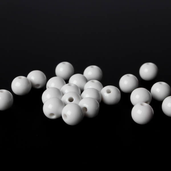 8mm Round Opaque White Acrylic Beads - 60pcs