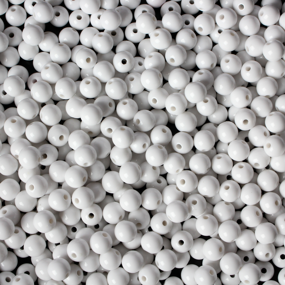 8mm Round Opaque White Acrylic Beads - 100pcs