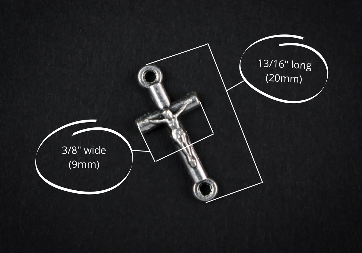 Silver Crucifix Cross Connector Links for Bracelets, Rosaries, Chaplets 6pcs