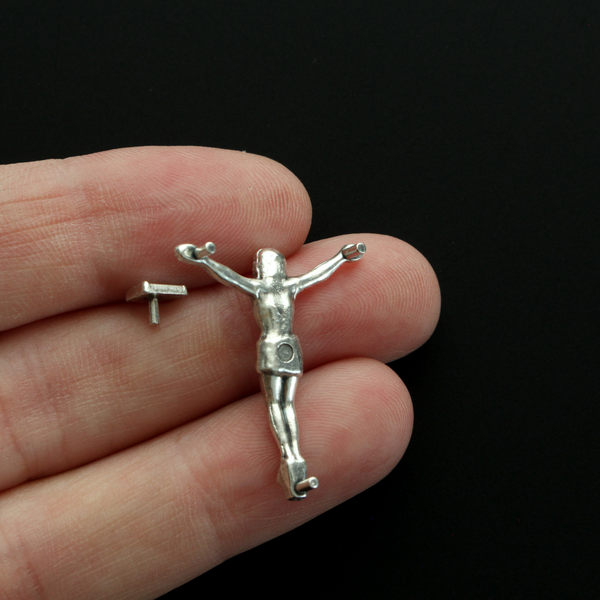Silver Corpus for Crucifix - Body of Christ with PEGS 1" long DIY Craft Project