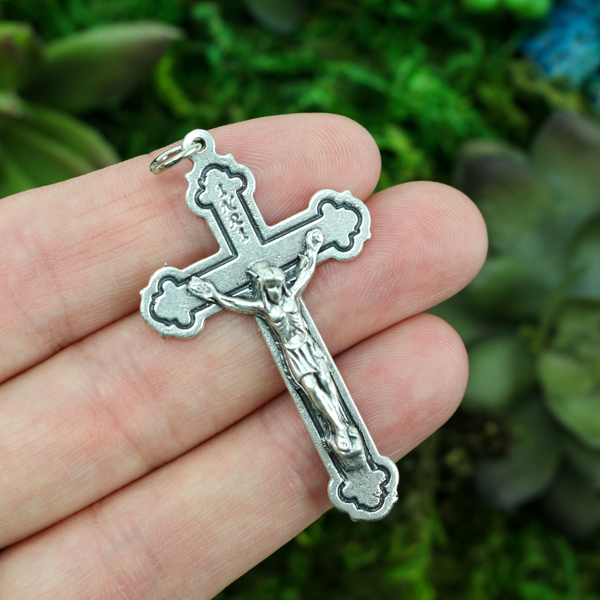 Gothic Budded Crucifix Cross for Rosary or Jewelry Making - Made in Italy 1-15/16" long