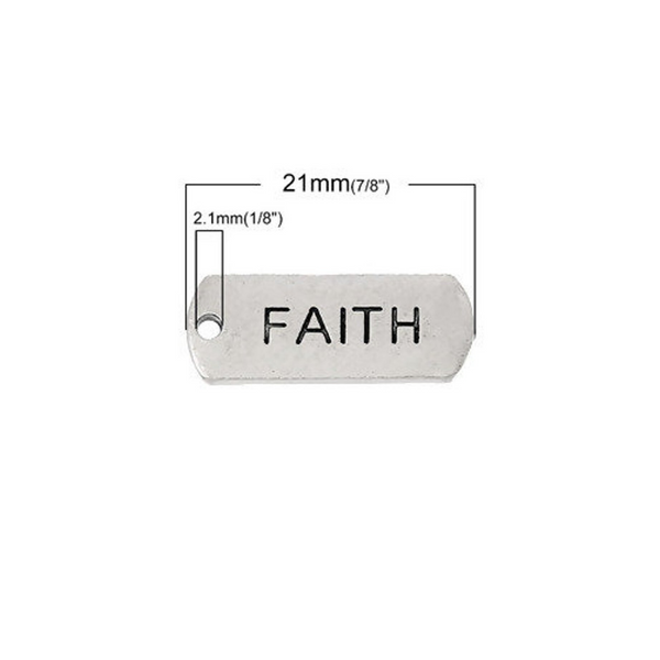 Faith Inspirational Message Word Charms - Silver Tone 5pcs