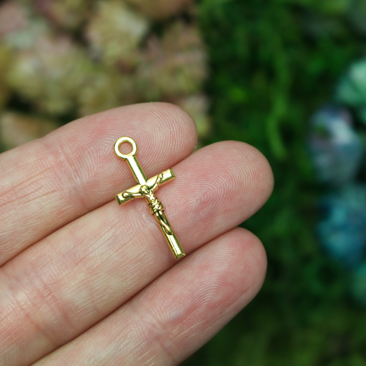 Crucifix Cross Charms - Gold Tone 22mm 25pcs