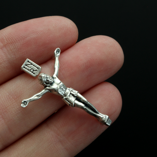 Silver Corpus for Crucifix - Body of Christ with PEGS 1" long DIY Craft Project
