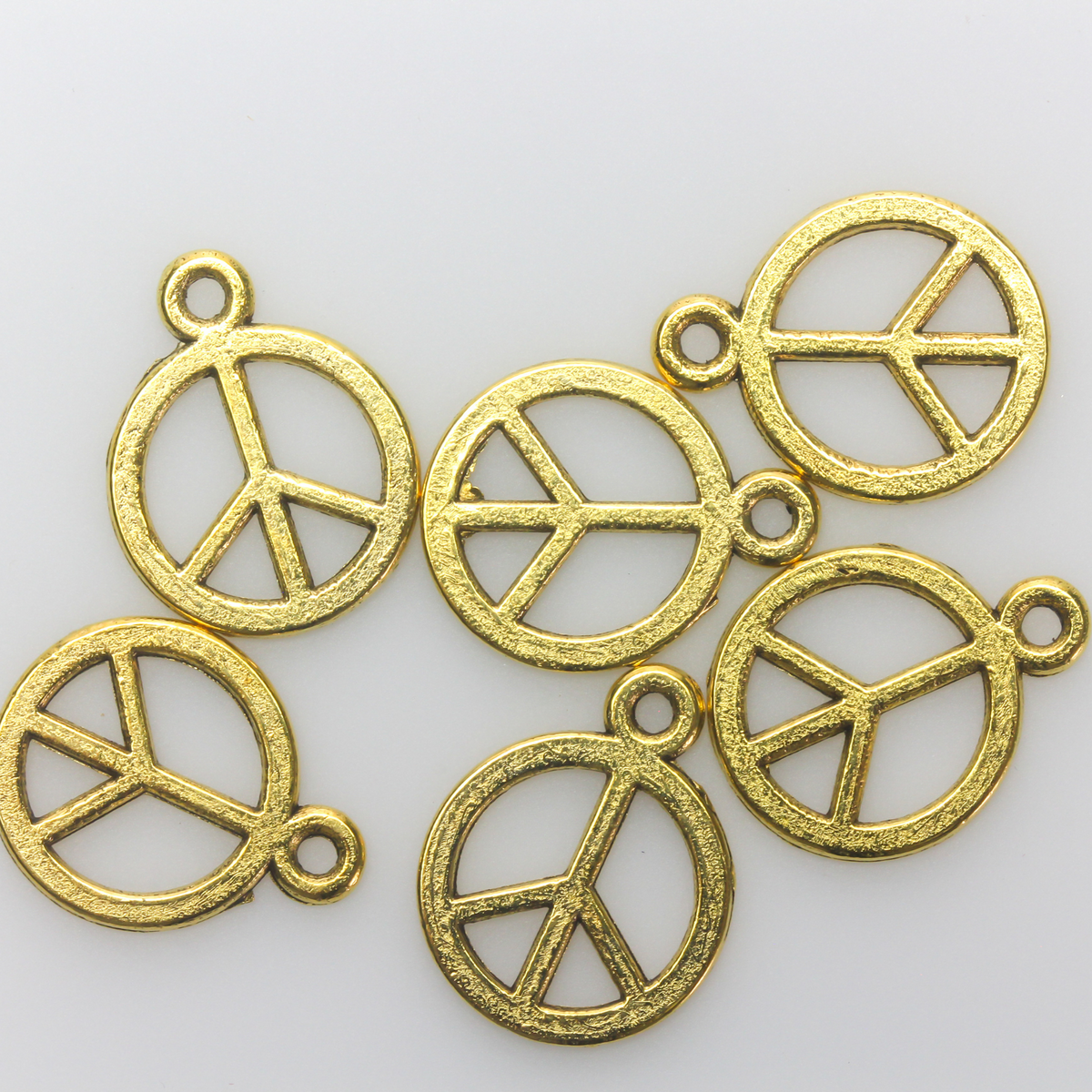 Golden Peace Sign Charms - International Symbol of Peace Pendant 25pcs