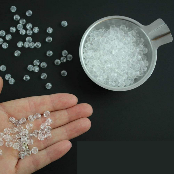 Crystal Clear Acrylic Beads - 6mm Round Faceted 120pcs