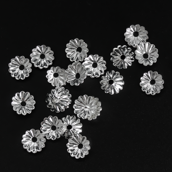 Scalloped Flower Bead Caps Antique Silver Color - 6mm in Diameter (fits beads 6-10mm) 120pcs